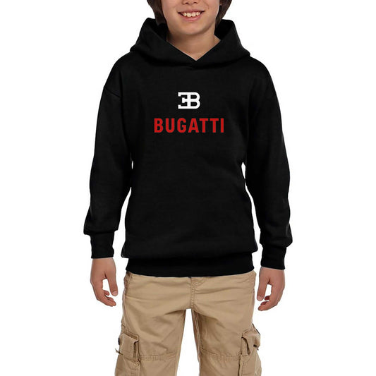 Bugatti Logo Siyah Çocuk Kapşonlu Sweatshirt