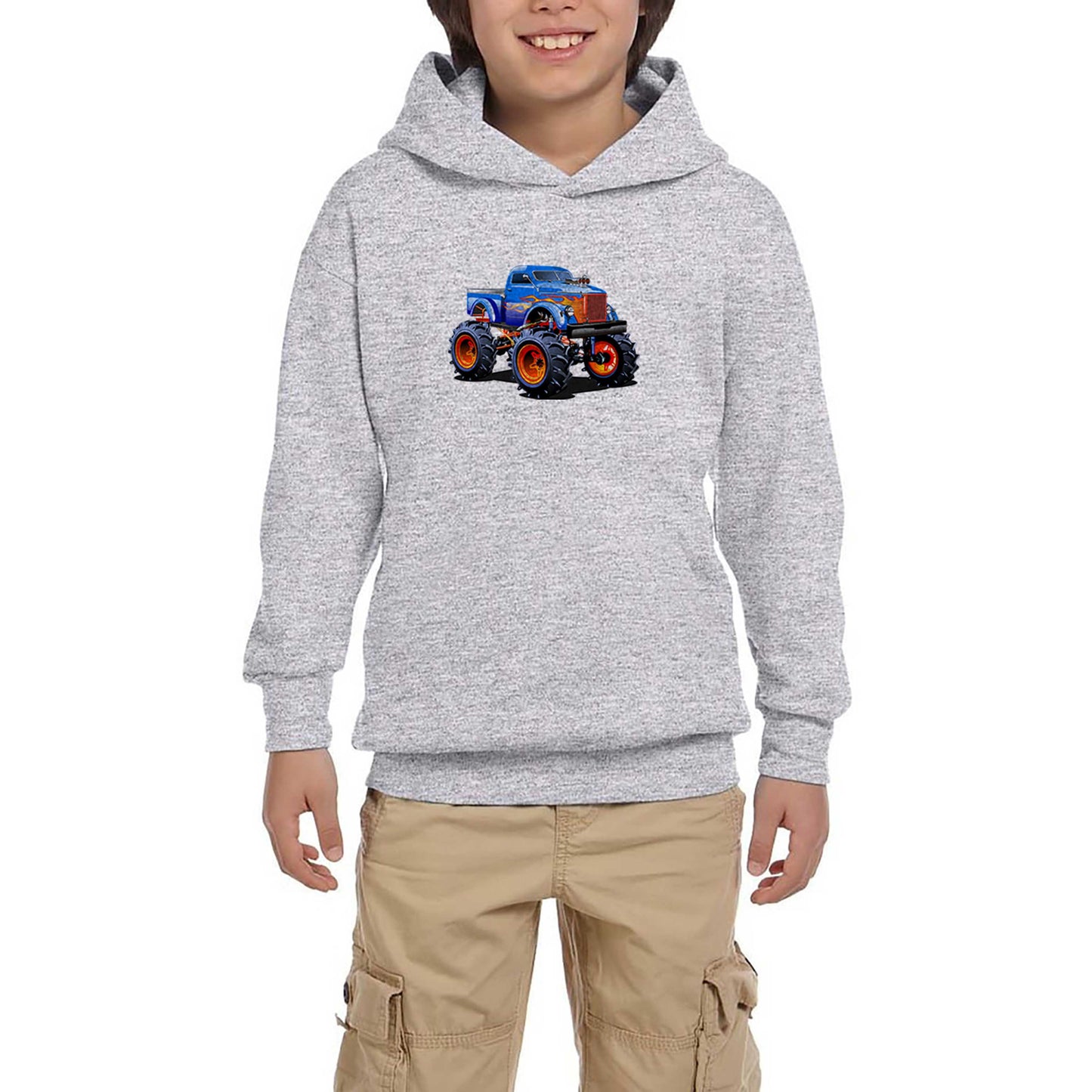 Canavar Kamyon SUV Gri Çocuk Kapşonlu Sweatshirt