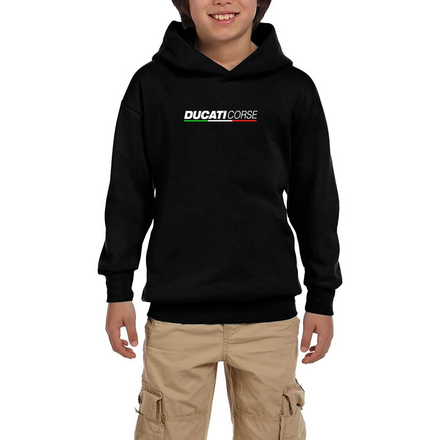 Ducati Corse Text Siyah Çocuk Kapşonlu Sweatshirt