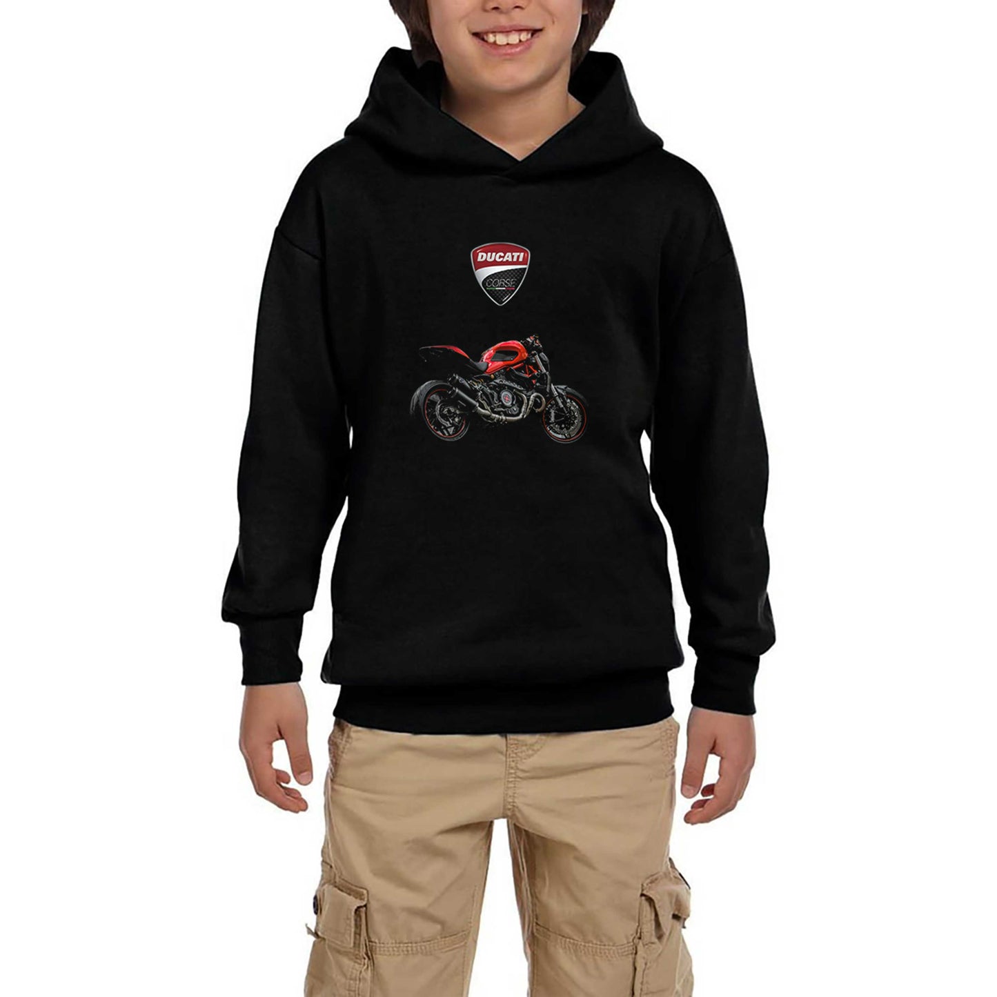 Ducati Monster Siyah Çocuk Kapşonlu Sweatshirt