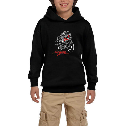 Honda Africa Twin CRF1000 Red Siyah Çocuk Kapşonlu Sweatshirt