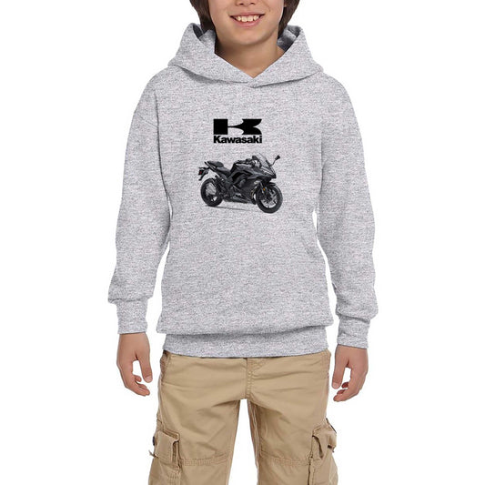 Kawasaki Ninja 1000 Gri Çocuk Kapşonlu Sweatshirt