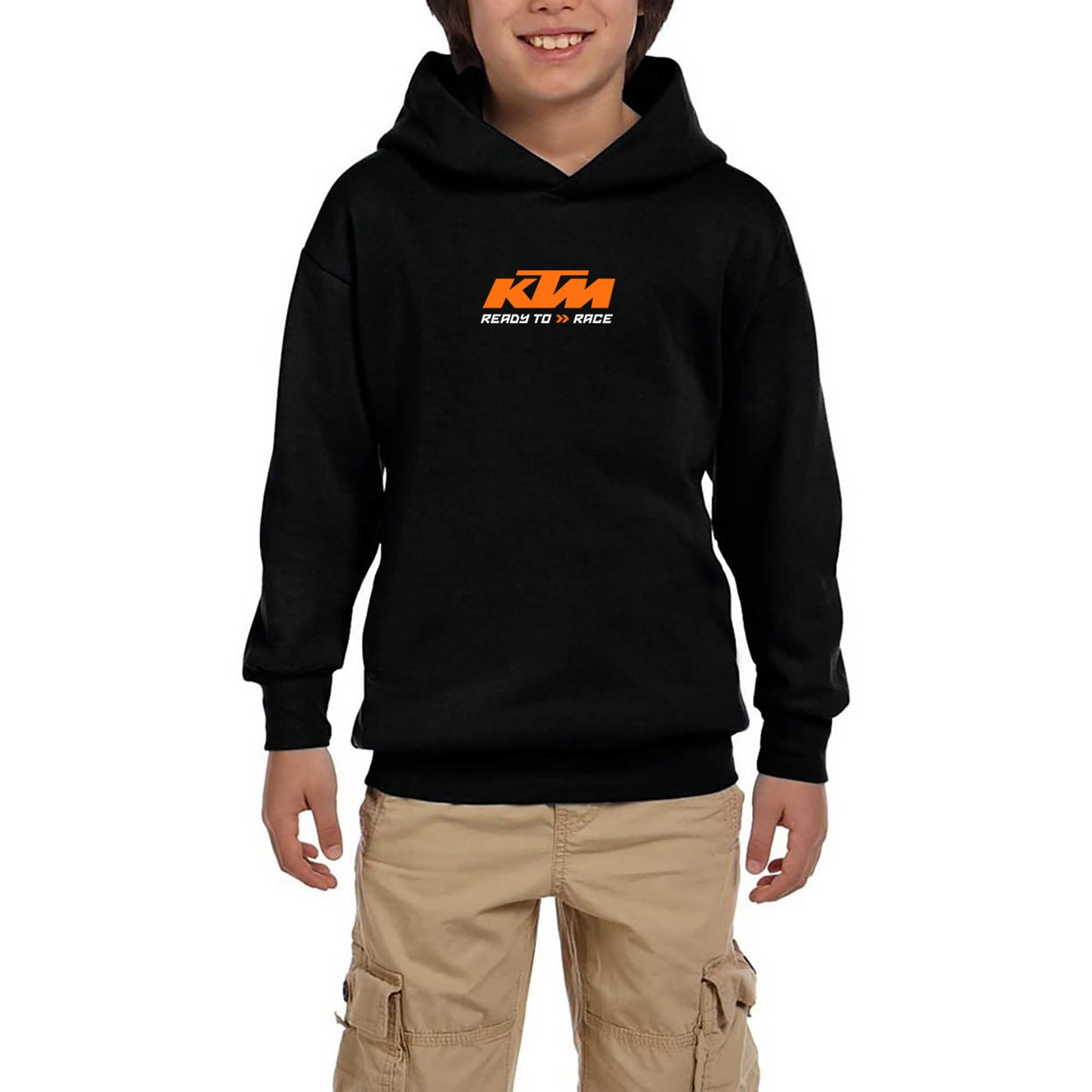 KTM Ready To Race Text Siyah Çocuk Kapşonlu Sweatshirt