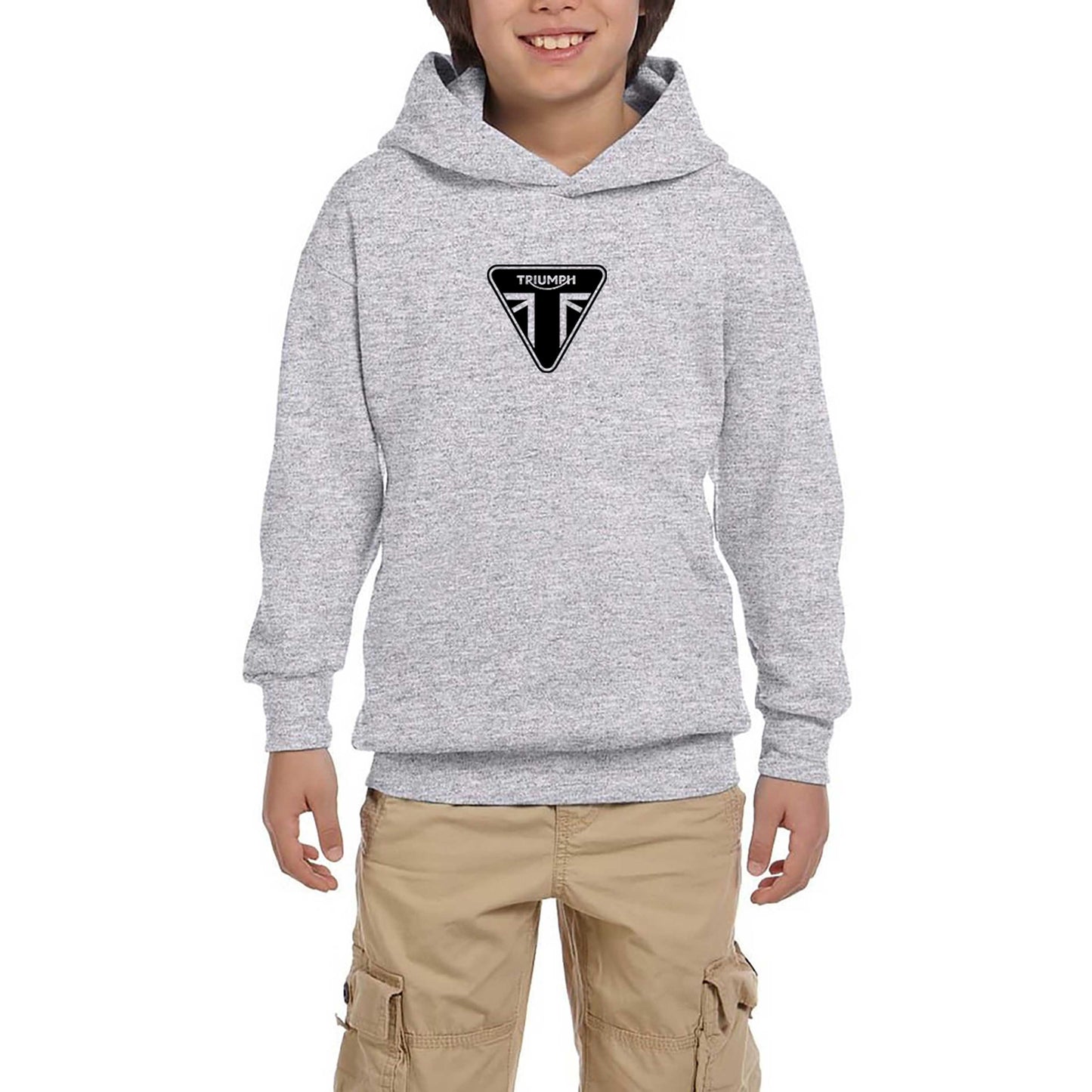 Triumph Motorcycles Ltd Gri Çocuk Kapşonlu Sweatshirt