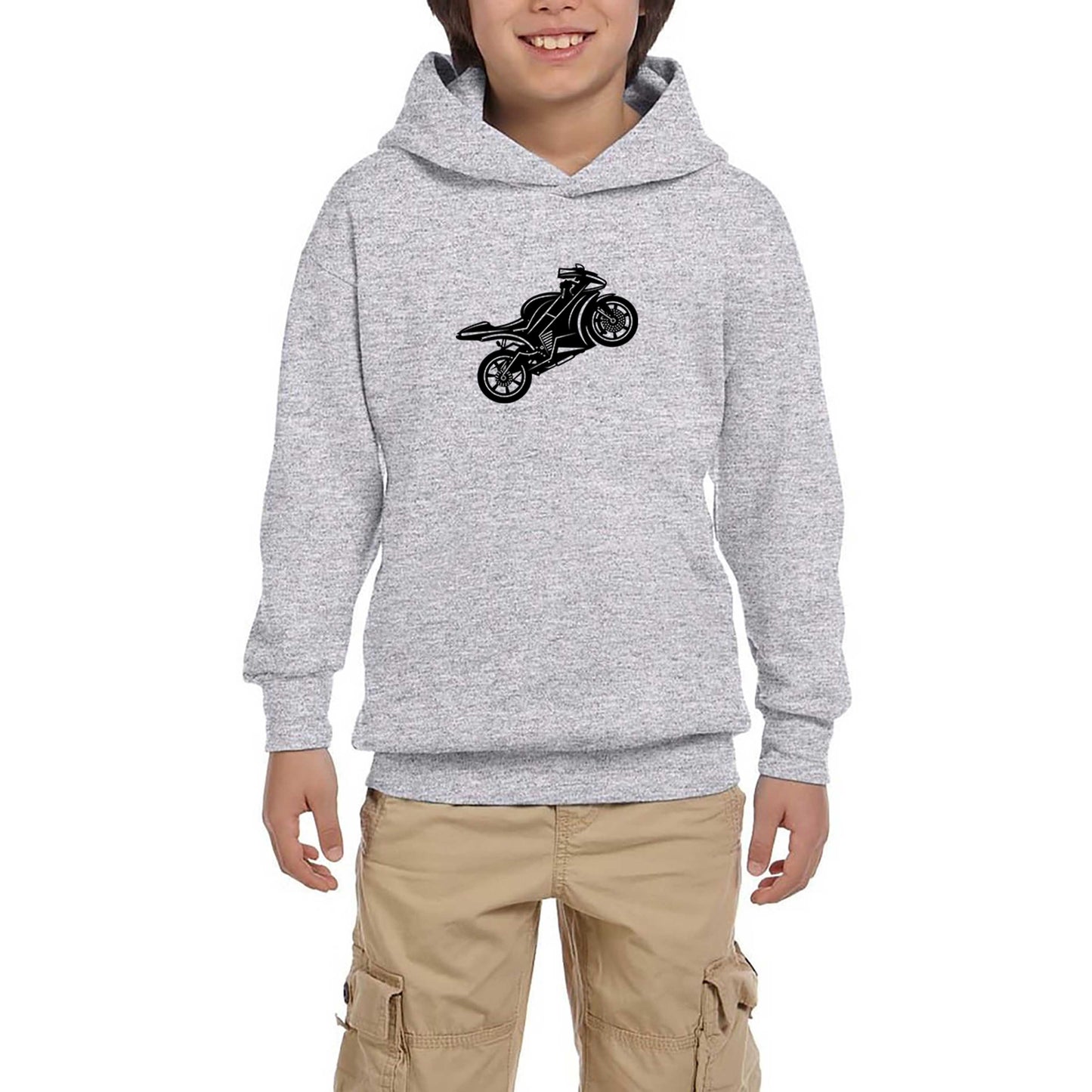 Motosiklet Siluet Siyah Çocuk Kapşonlu Sweatshirt