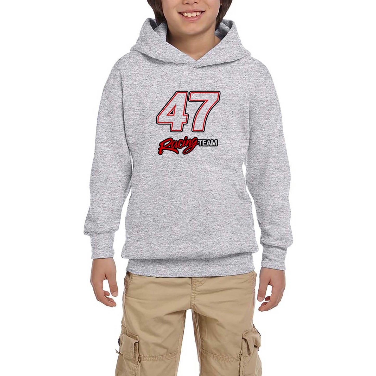 Moto 47 Racing Team Gri Çocuk Kapşonlu Sweatshirt