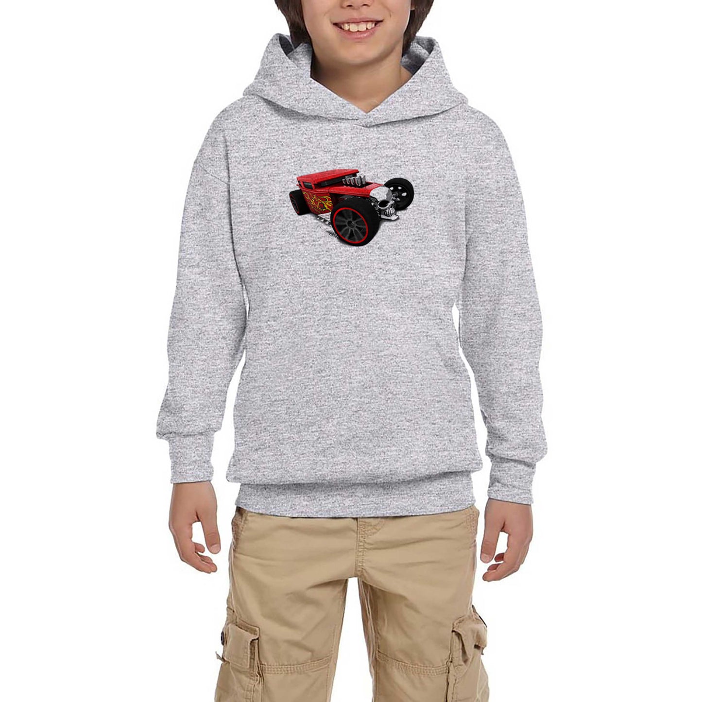 HOT WHEELS Skull Car Gri Çocuk Kapşonlu Sweatshirt