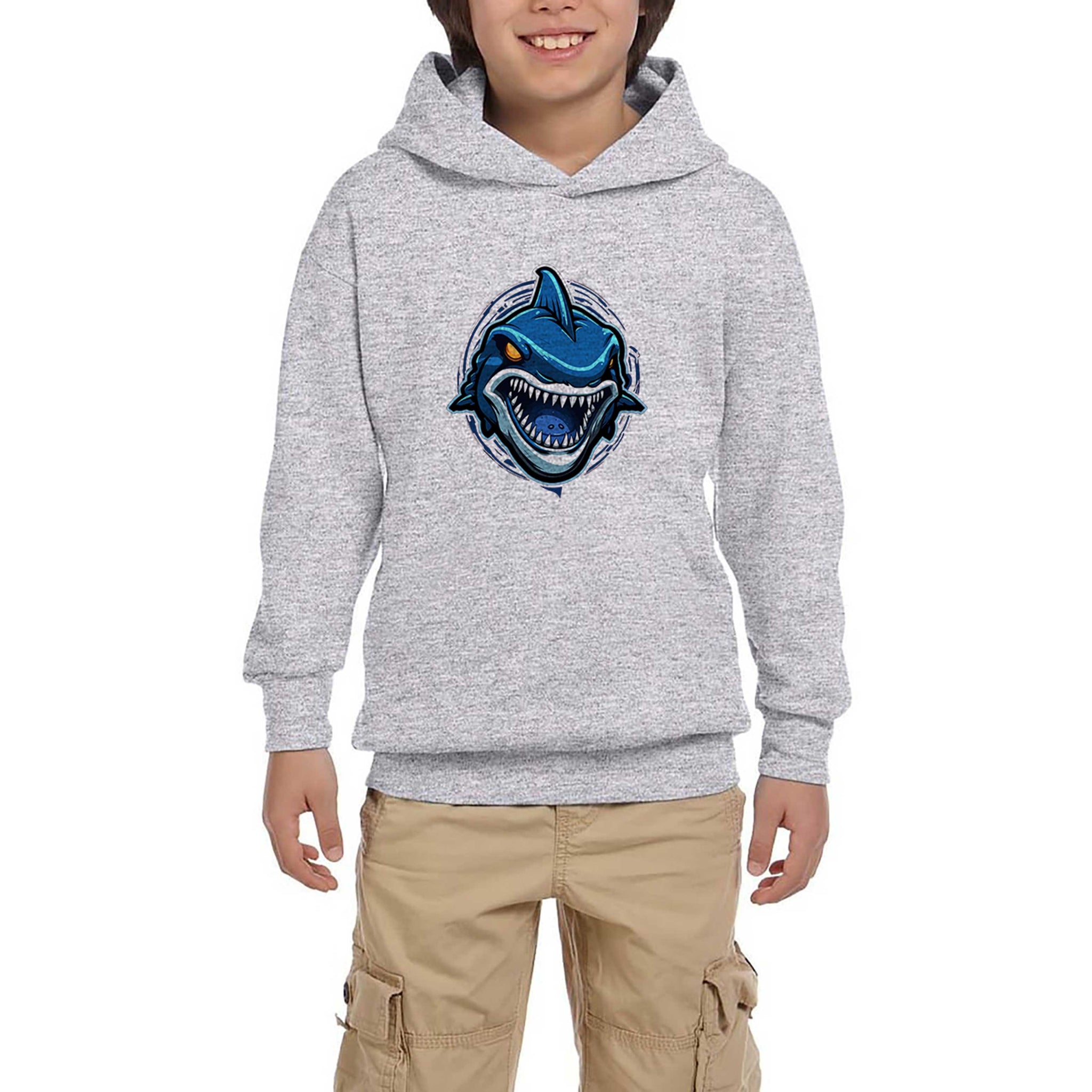 Blue Shark Gri Çocuk Kapşonlu Sweatshirt