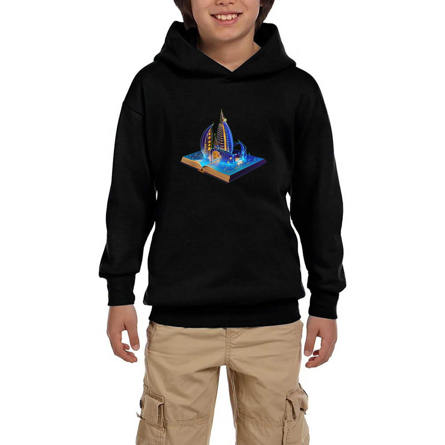 Burj Al Arab Dubai View Book Siyah Çocuk Kapşonlu Sweatshirt