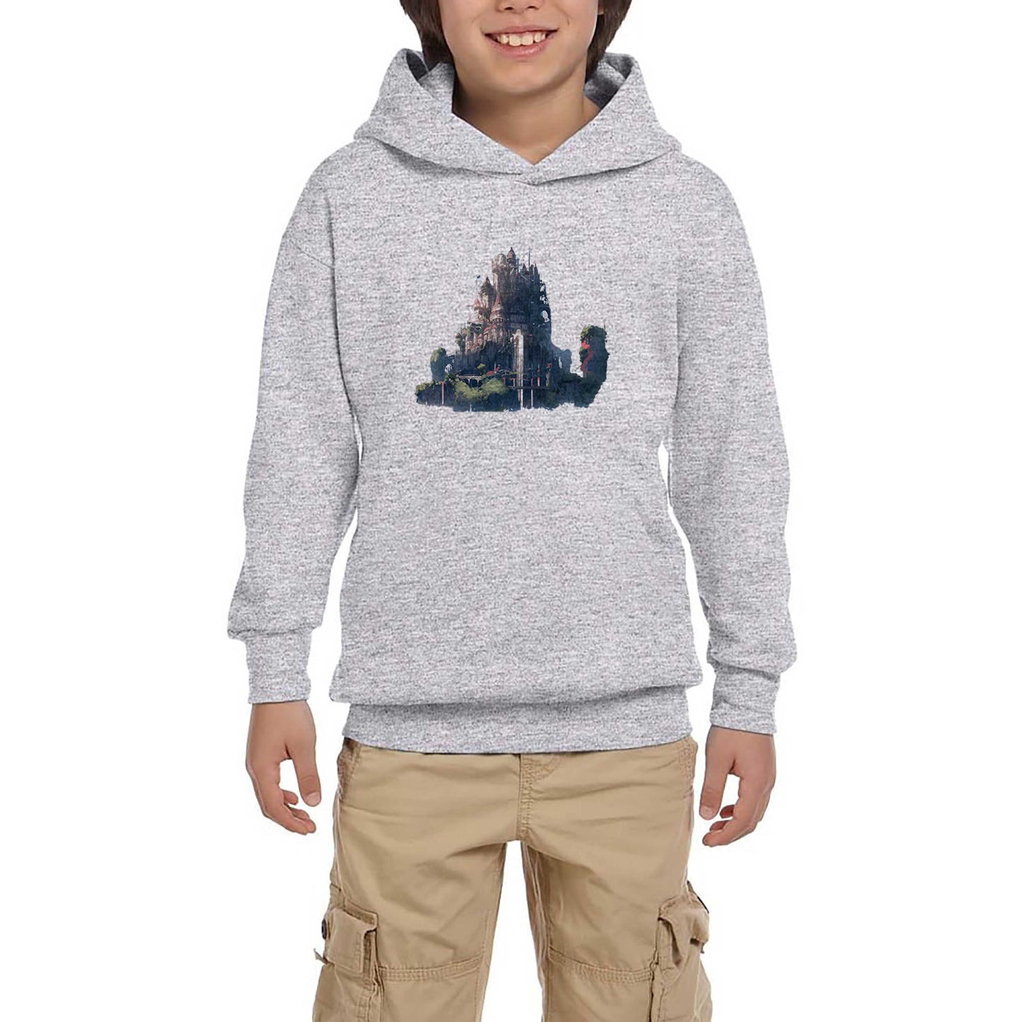 Water valley Castle Gri Çocuk Kapşonlu Sweatshirt