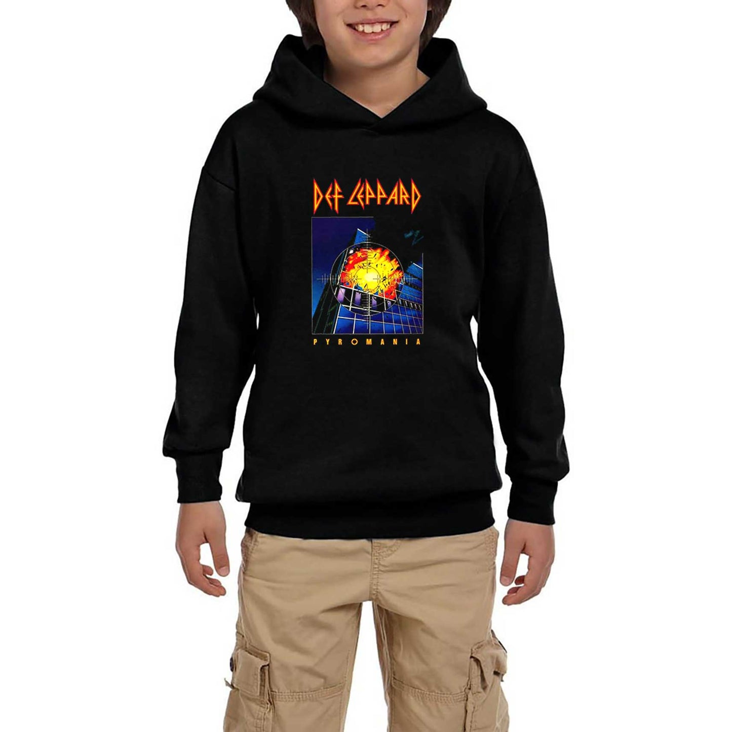 Def Leppard Pyromania Siyah Çocuk Kapşonlu Sweatshirt