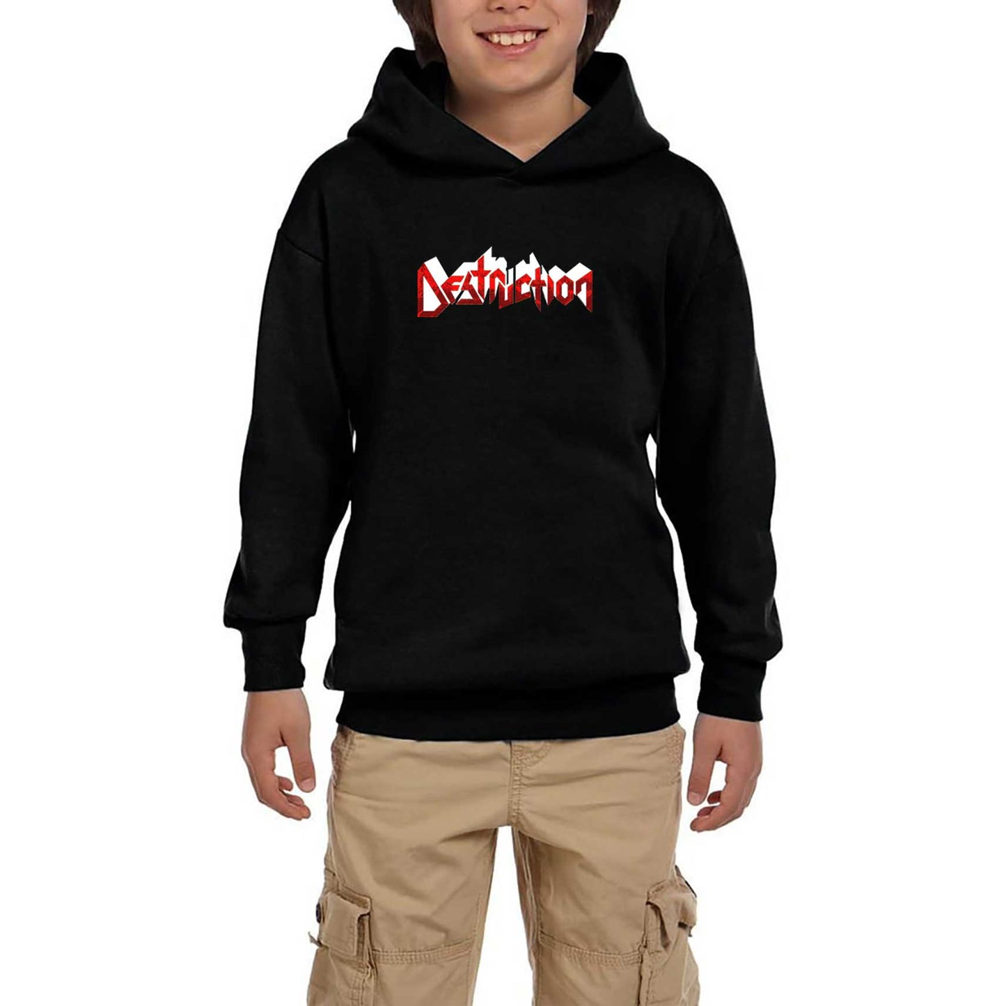 Destruction Logo Siyah Çocuk Kapşonlu Sweatshirt