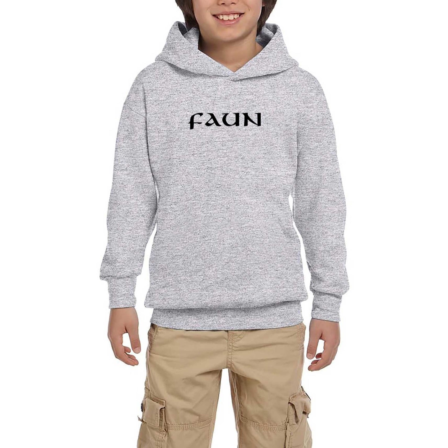 Faun Logo Gri Çocuk Kapşonlu Sweatshirt