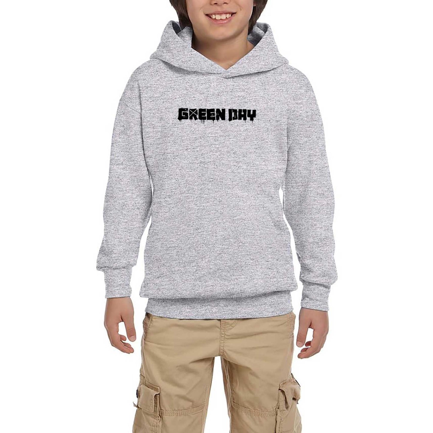 Green Day Logo Gri Çocuk Kapşonlu Sweatshirt