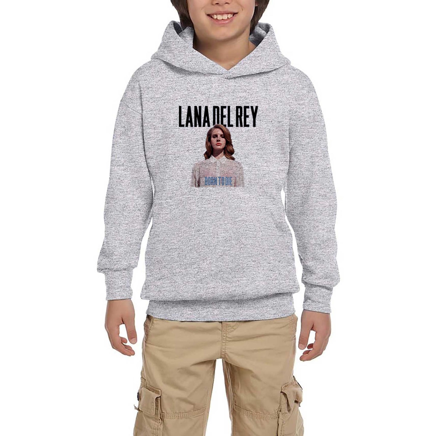 Lana Del Rey Born To Die Gri Çocuk Kapşonlu Sweatshirt