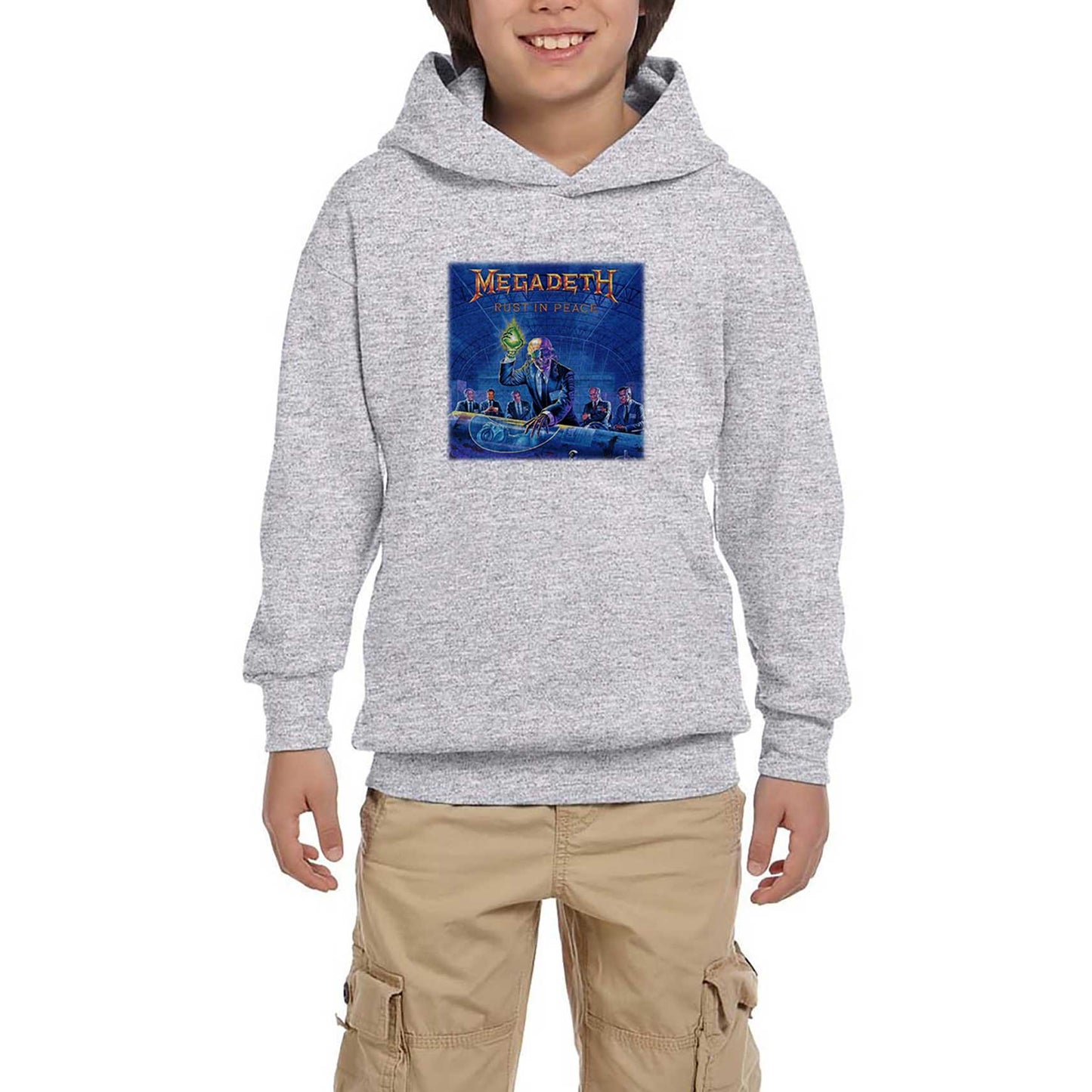 Megadeth Rust in Peace Gri Çocuk Kapşonlu Sweatshirt