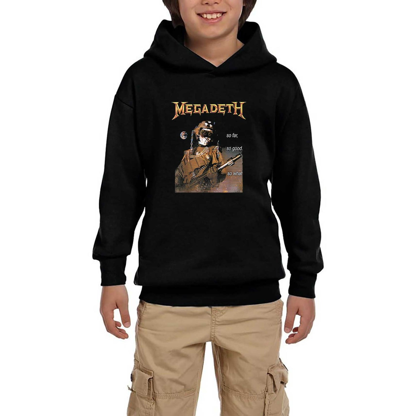 Megadeth So Far So Good Siyah Çocuk Kapşonlu Sweatshirt