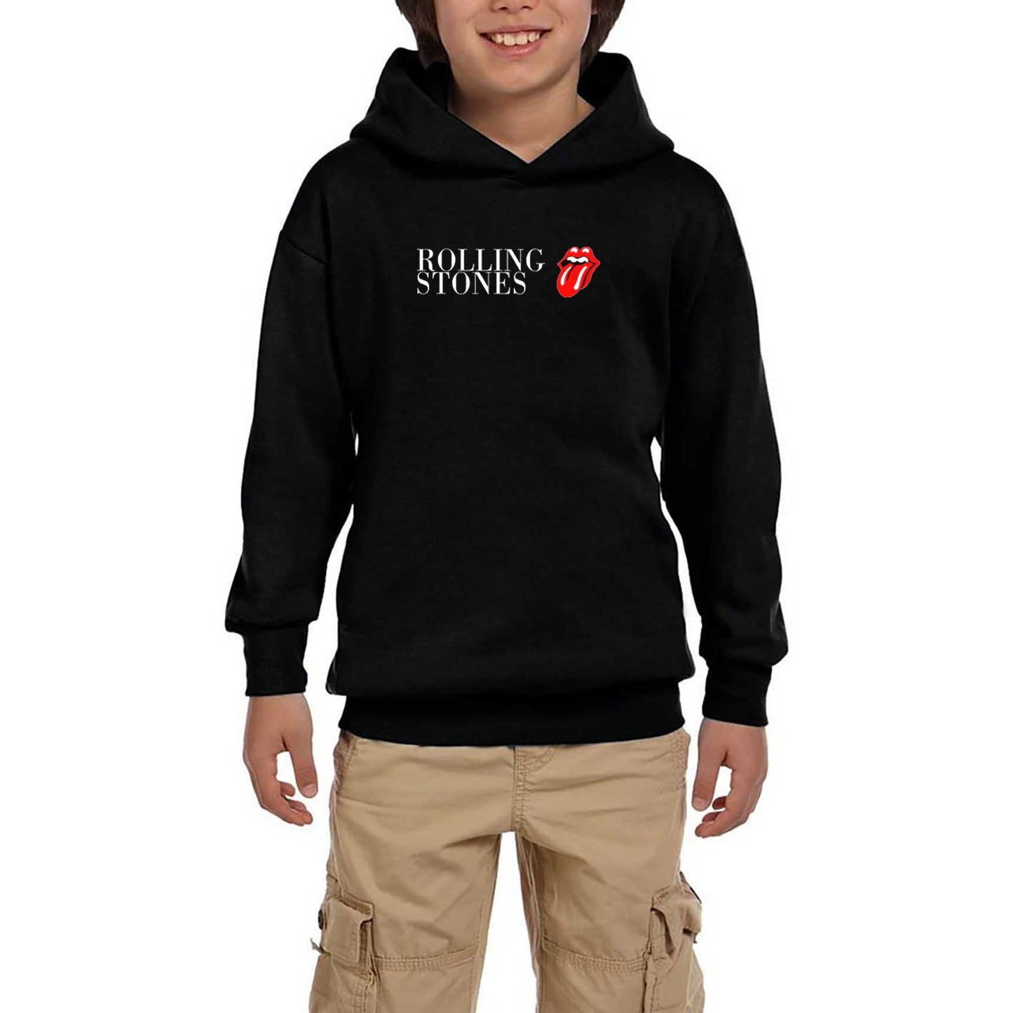 The Rolling Stones Logo Text Siyah Çocuk Kapşonlu Sweatshirt