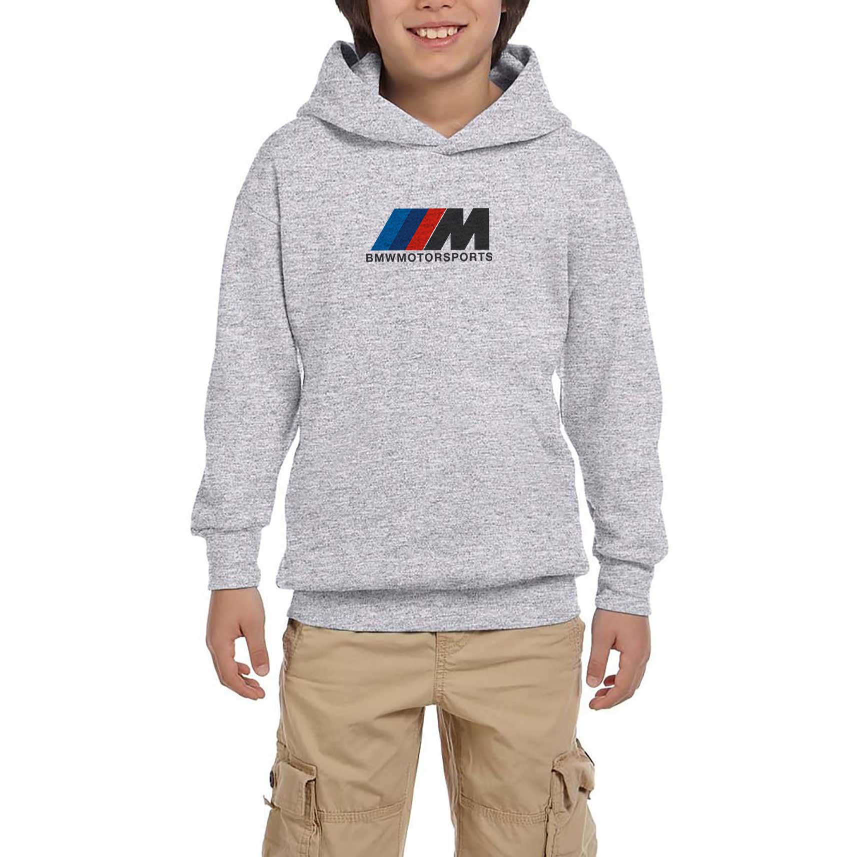 BMW M Power Motorsport Gri Çocuk Kapşonlu Sweatshirt