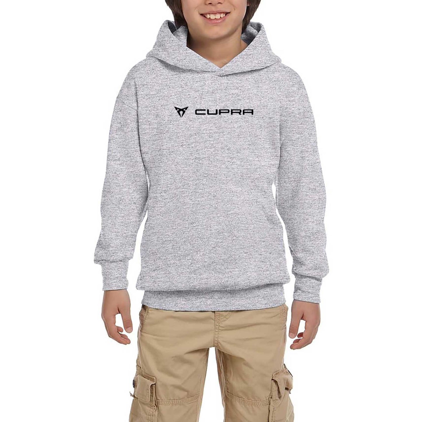 Cupra Text Gri Çocuk Kapşonlu Sweatshirt