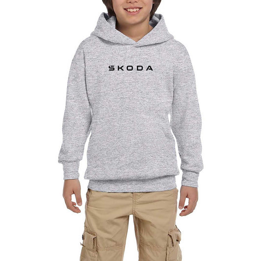 Skoda Text Gri Çocuk Kapşonlu Sweatshirt