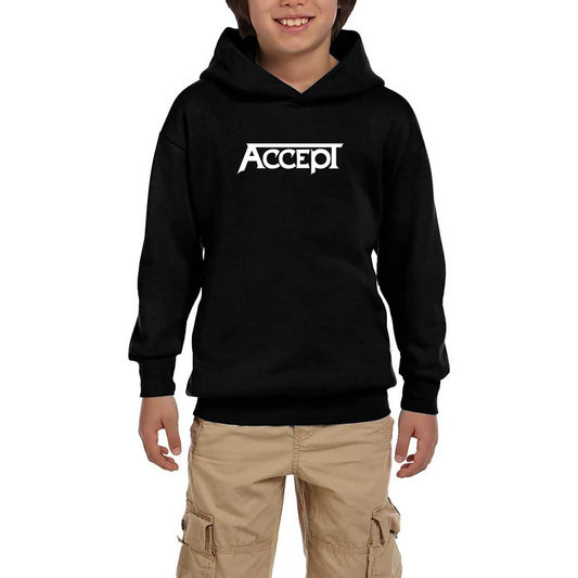 Accept Classic Logo Siyah Çocuk Kapşonlu Sweatshirt