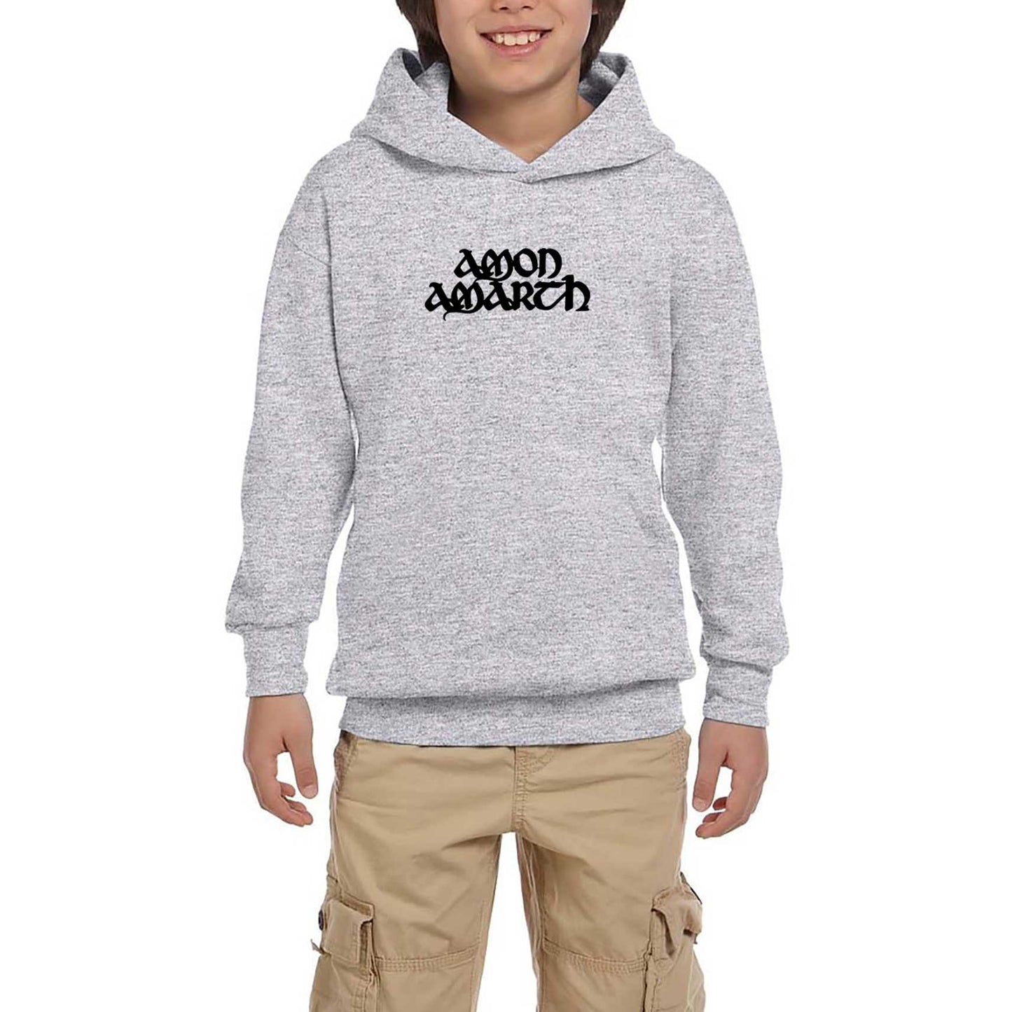 Amon Amarth Text Gri Çocuk Kapşonlu Sweatshirt