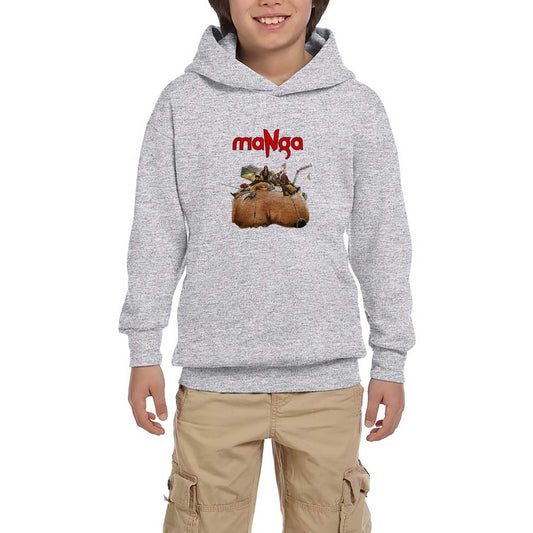 MaNga Antroposen Gri Çocuk Kapşonlu Sweatshirt