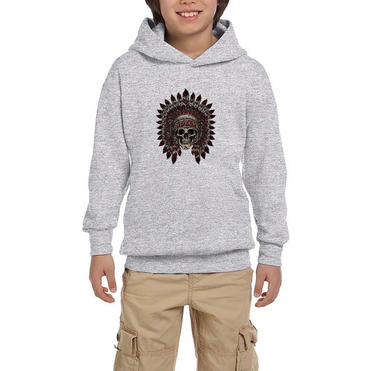 Kızıldereli Skull Apache Gri Çocuk Kapşonlu Sweatshirt