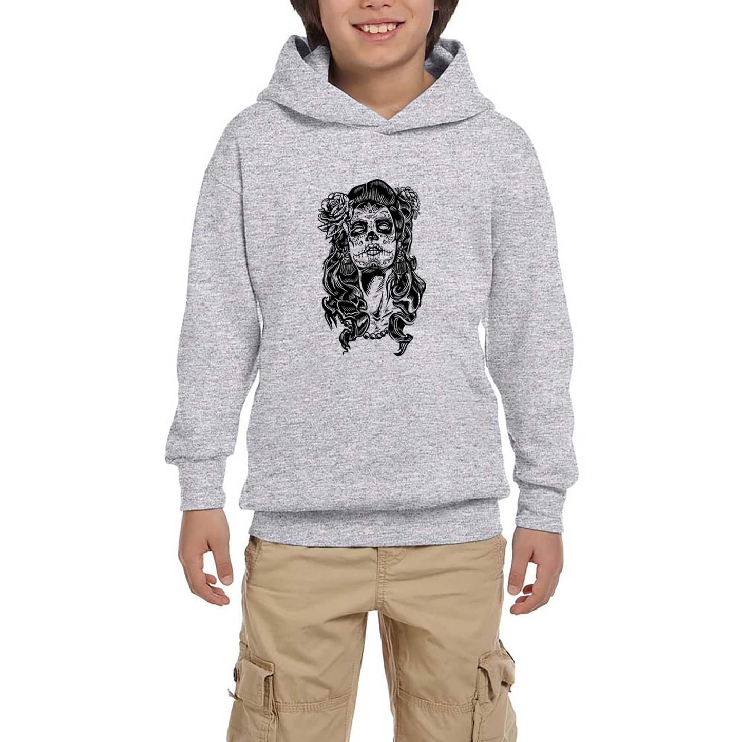 La Calavera Catrina Gri Çocuk Kapşonlu Sweatshirt