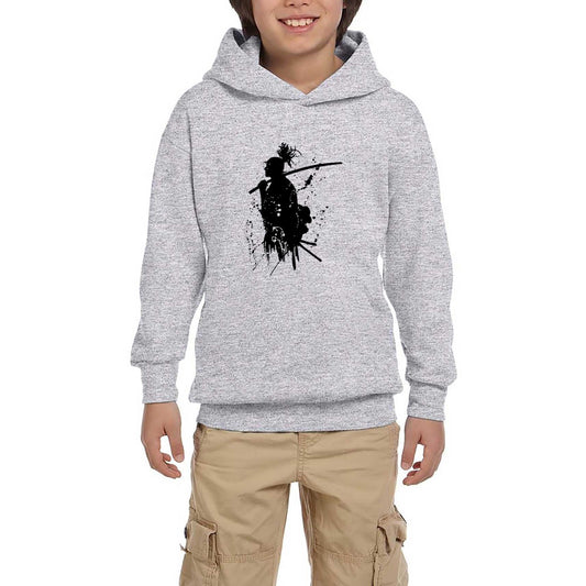 Samurai Miyamoto Musashi Gri Çocuk Kapşonlu Sweatshirt