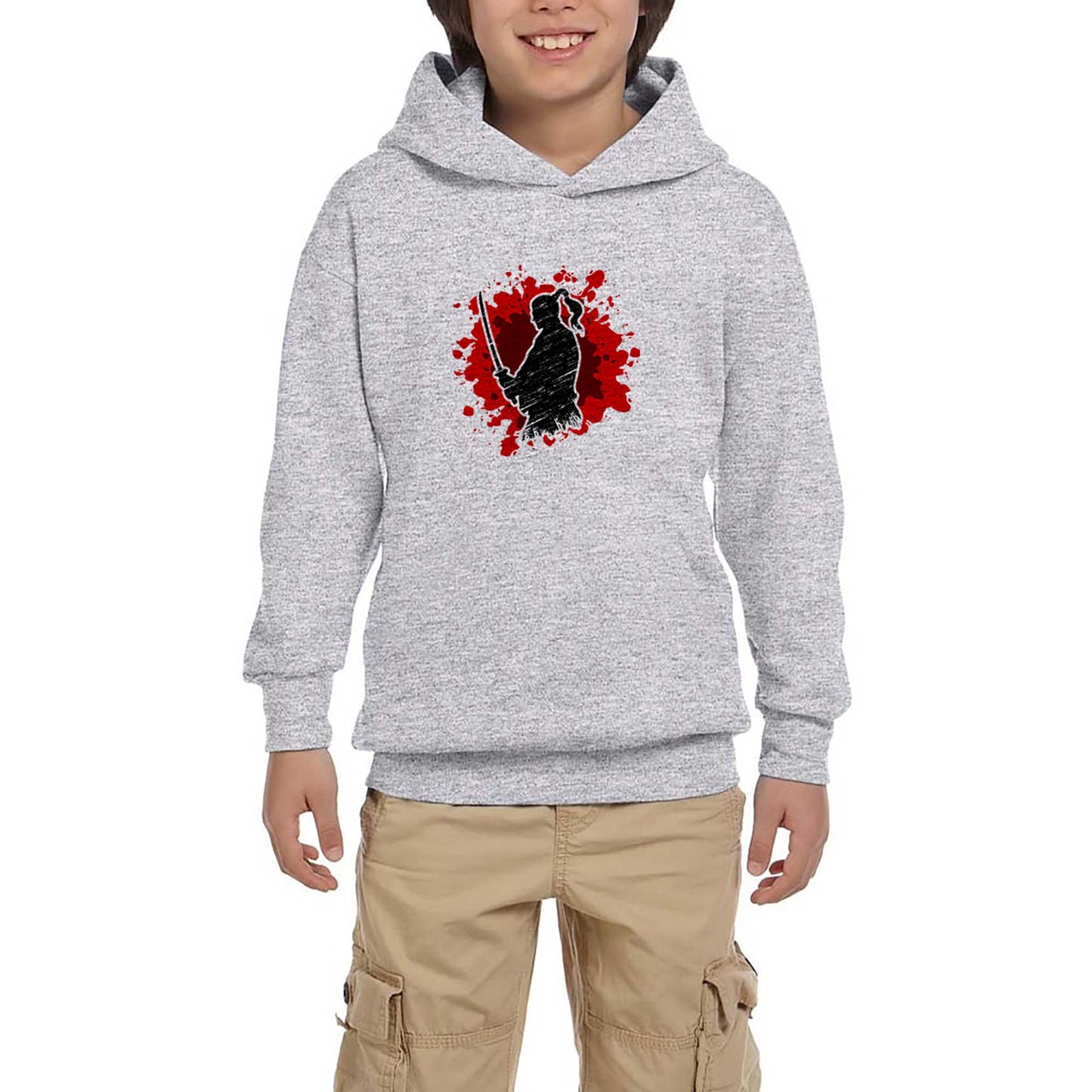 Samurai Öklid Gri Çocuk Kapşonlu Sweatshirt