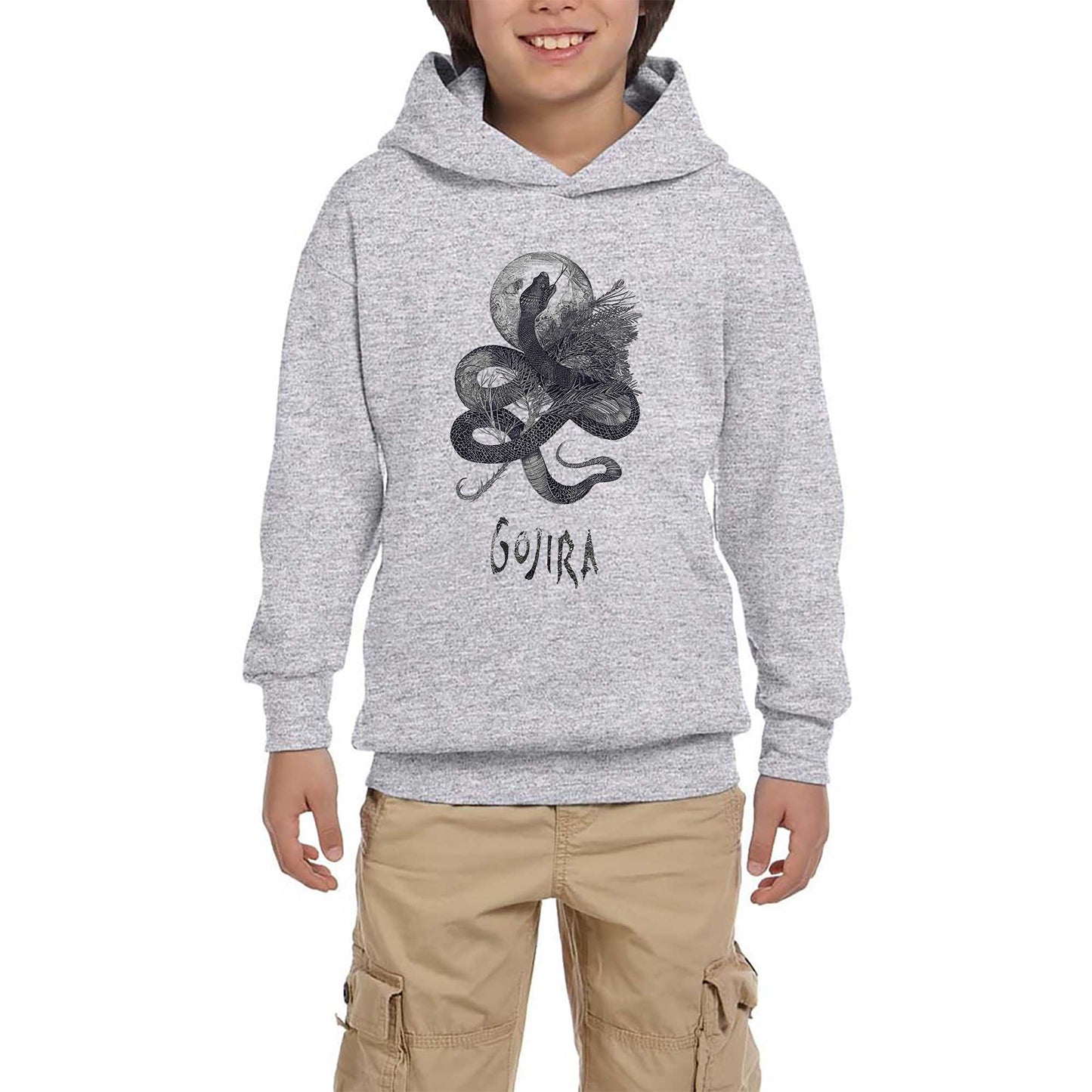 Gojıra Snake and Moon Gri Çocuk Kapşonlu Sweatshirt