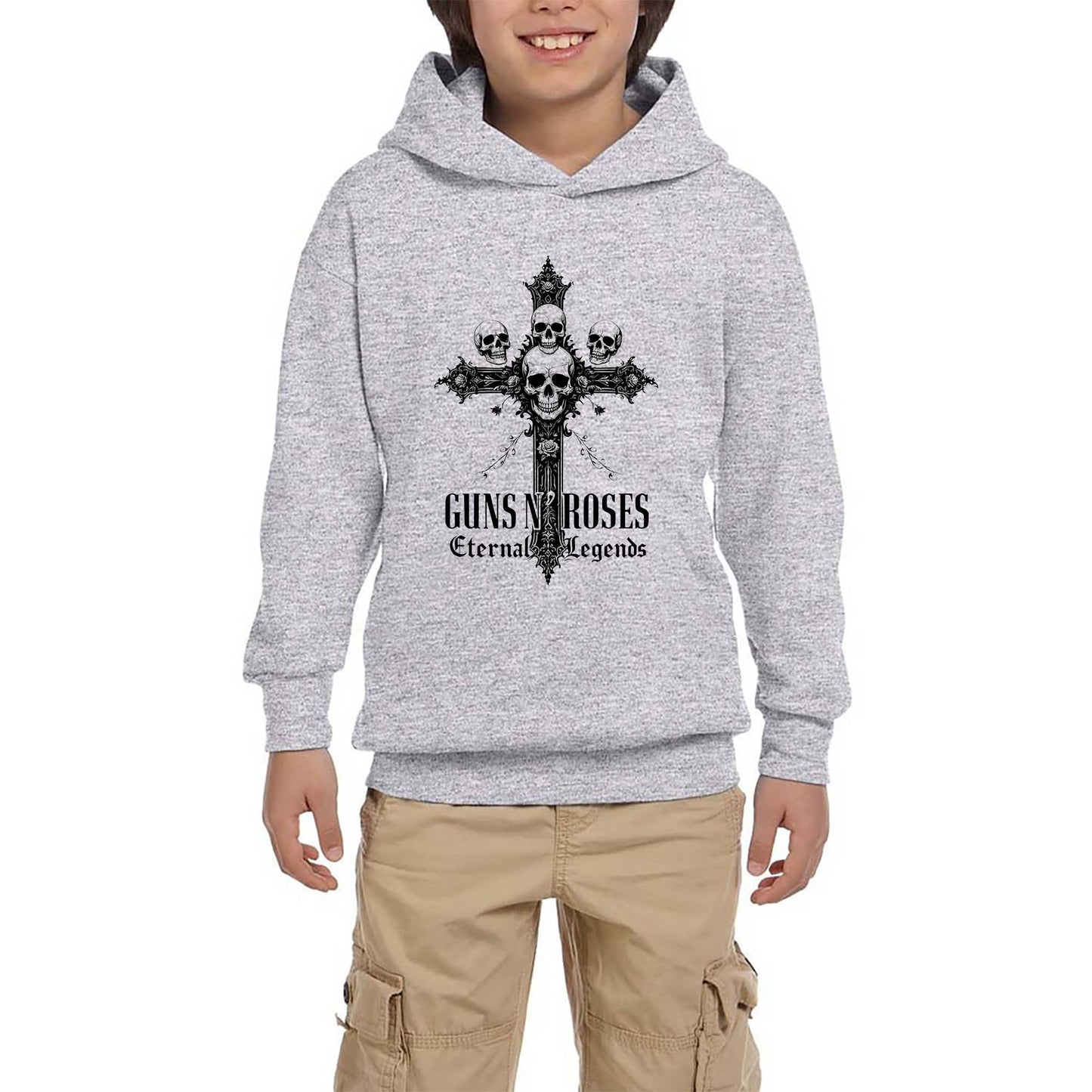 Guns N Roses Eternal Legends Gri Çocuk Kapşonlu Sweatshirt