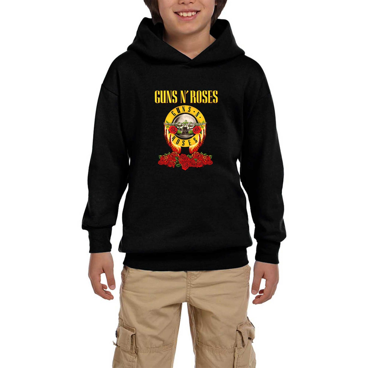 Guns N Roses Hands and Light Siyah Çocuk Kapşonlu Sweatshirt