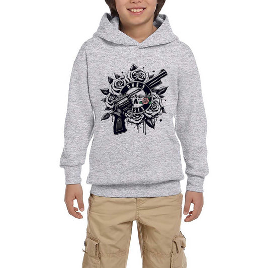 Guns N Roses Guns Logo Gri Çocuk Kapşonlu Sweatshirt