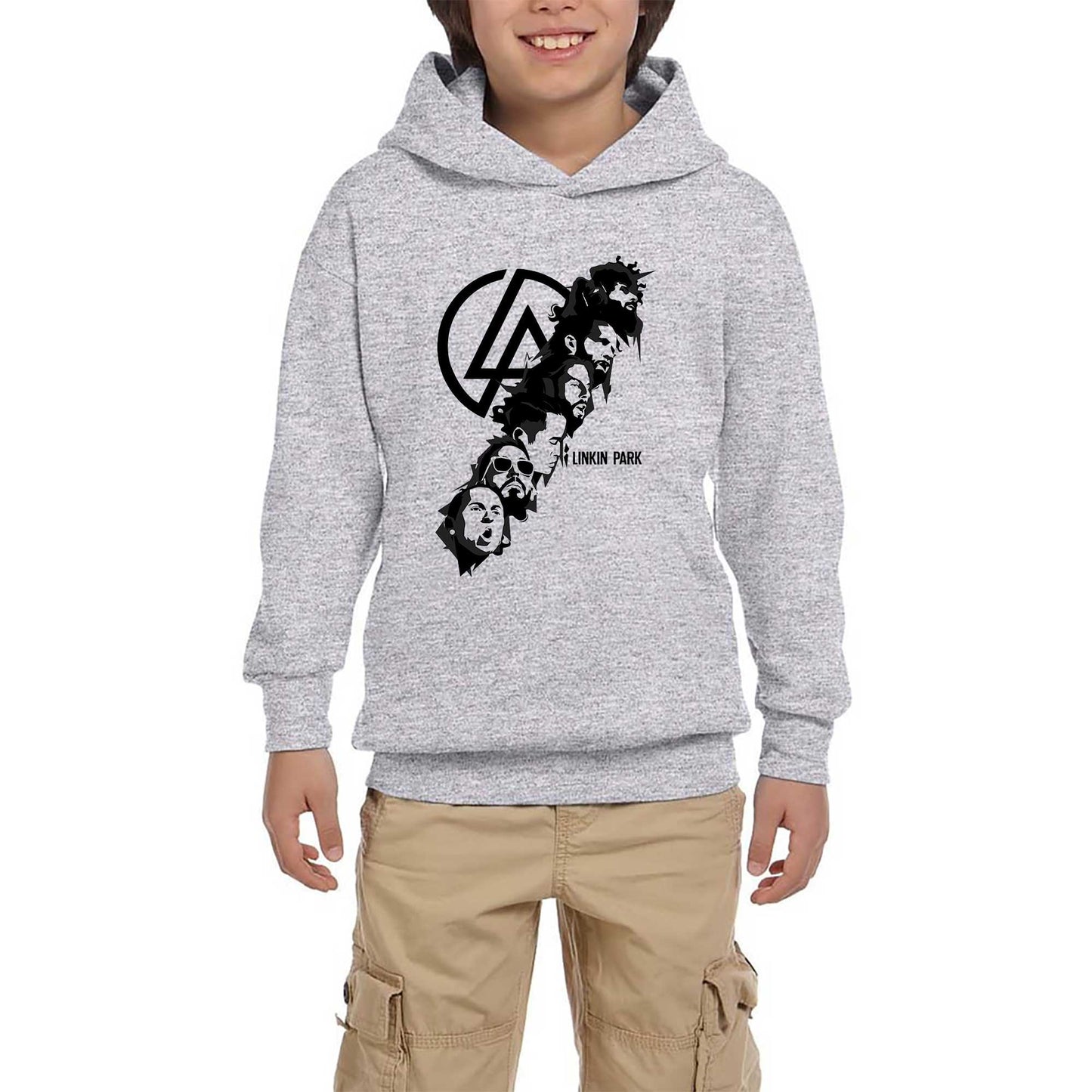 Linkin Park Logo Siluet Gri Çocuk Kapşonlu Sweatshirt