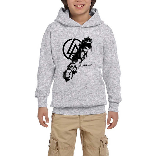 Linkin Park Logo Siluet Gri Çocuk Kapşonlu Sweatshirt