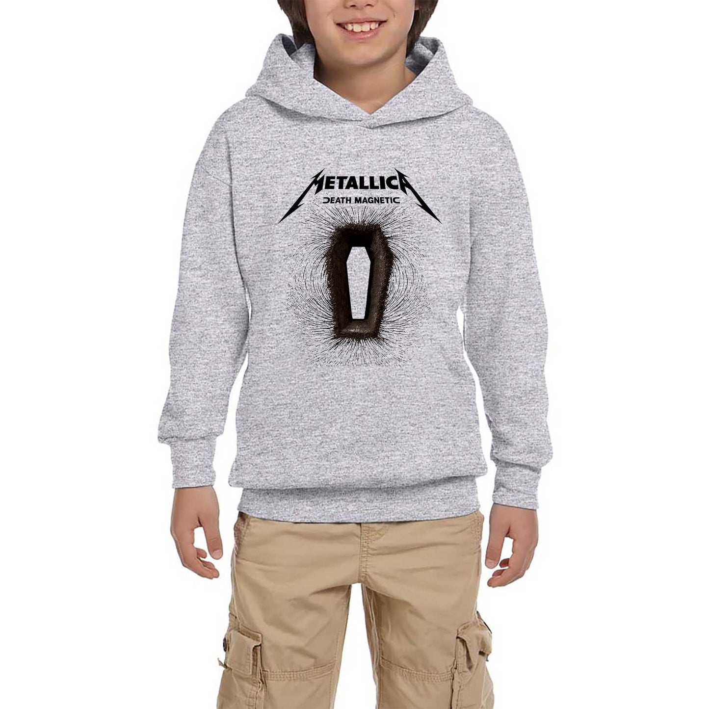 Metallica Death Magnetic Albums Gri Çocuk Kapşonlu Sweatshirt