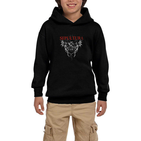 Sepultura Angel Siyah Çocuk Kapşonlu Sweatshirt