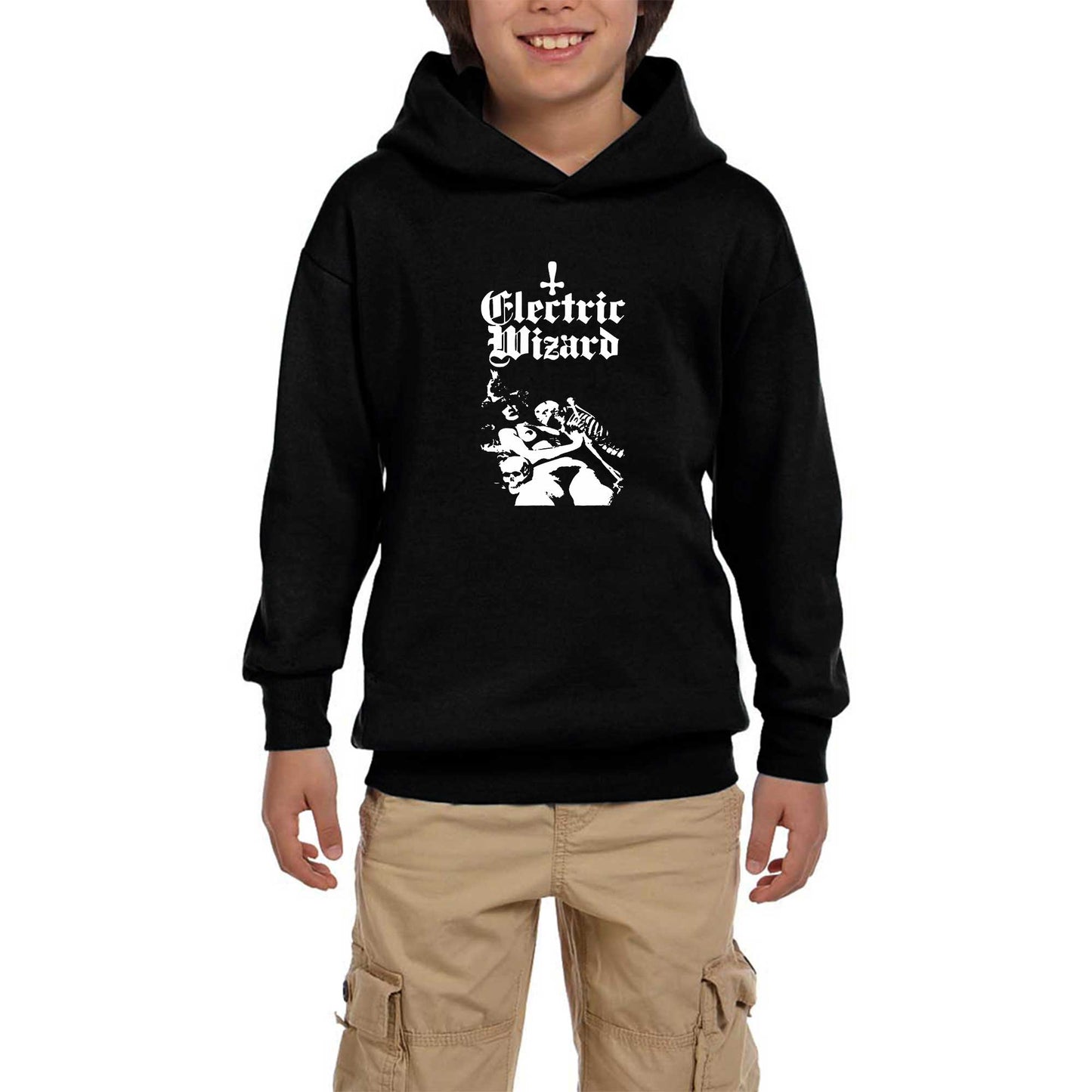 Electric Wizard Legalise Drugs and Murder Skeleton Girl Siyah Çocuk Kapşonlu Sweatshirt