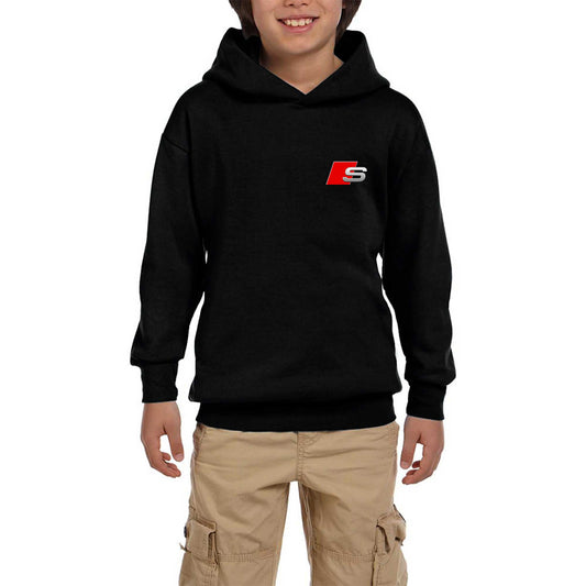 Audi S Line Logo Siyah Çocuk Kapşonlu Sweatshirt