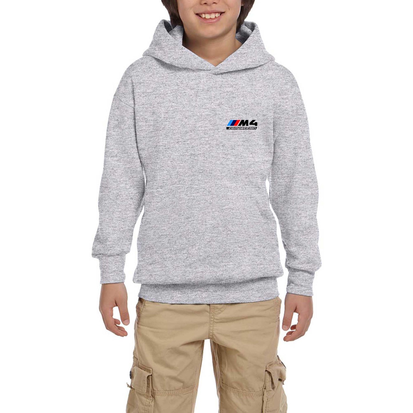 BMW M4 Competition Gri Çocuk Kapşonlu Sweatshirt