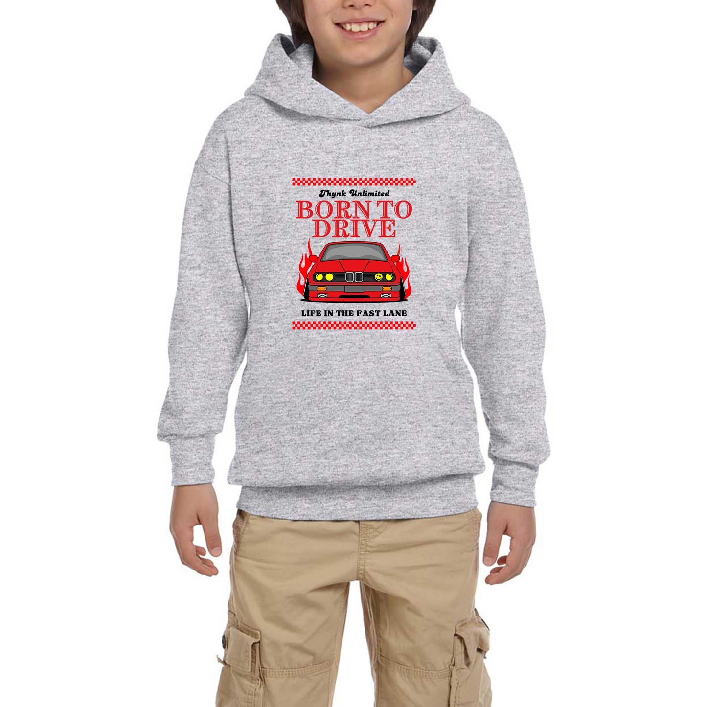 Born To Drıve Bmw Gri Çocuk Kapşonlu Sweatshirt