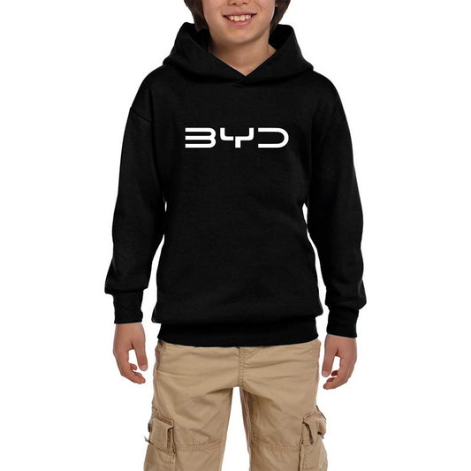 BYD Logo White Siyah Çocuk Kapşonlu Sweatshirt