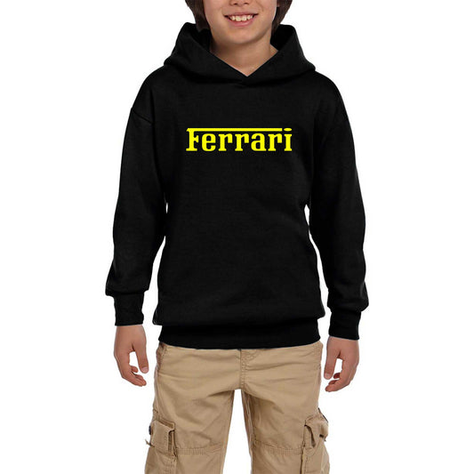 Ferrari Gold Text Siyah Çocuk Kapşonlu Sweatshirt