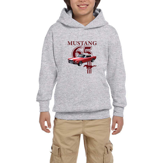 Ford Mustang 1965 Gri Çocuk Kapşonlu Sweatshirt