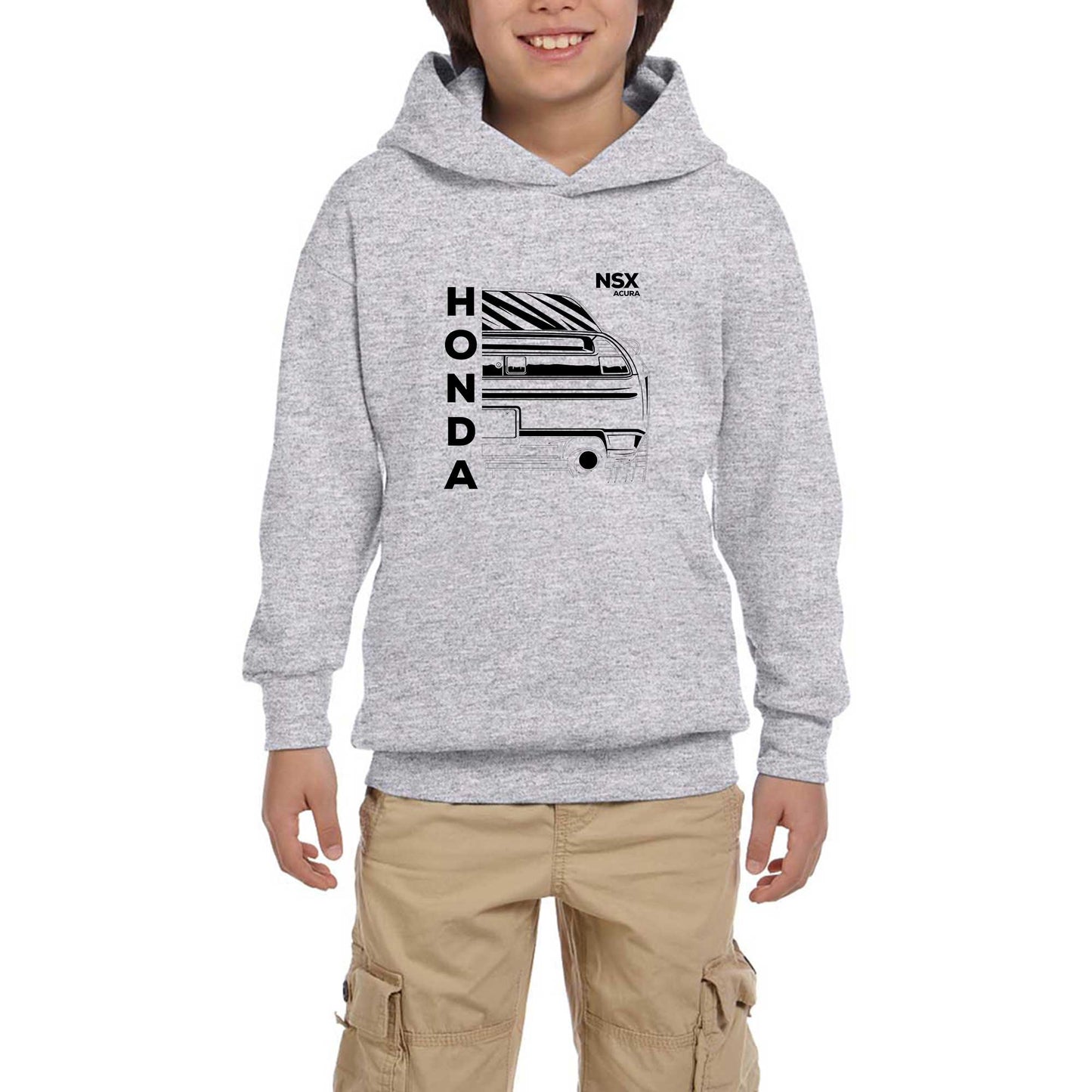 Honda NSX Acura Gri Çocuk Kapşonlu Sweatshirt