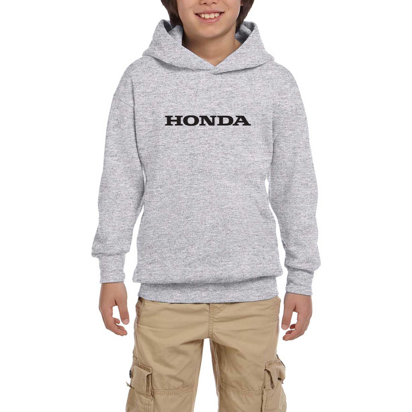 Honda Text Gri Çocuk Kapşonlu Sweatshirt