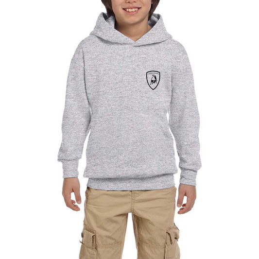Lamborghini Logo Black Gri Çocuk Kapşonlu Sweatshirt
